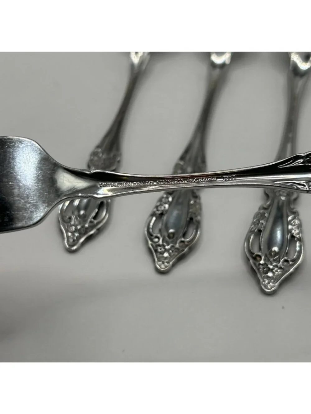 Oneida Raphael Dinner Salad Forks Distinction Deluxe Stainless Flatware Lot Of 4